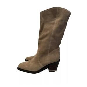 Vince Camuto Women's Babellie Square Toe Suede Western Boots Brown Size 11